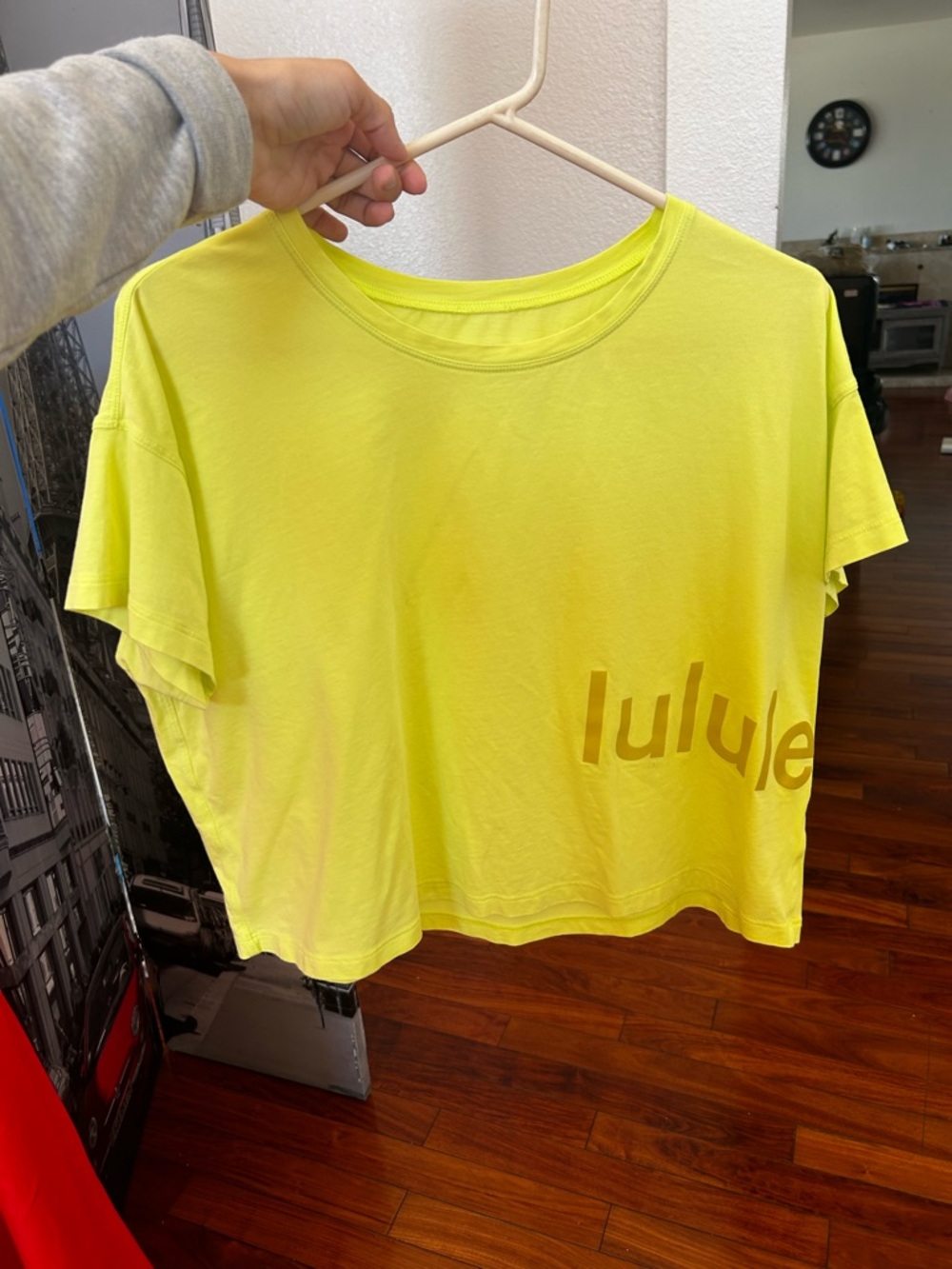 lululemon athletica Neon Yellow Cropped Logo Tee